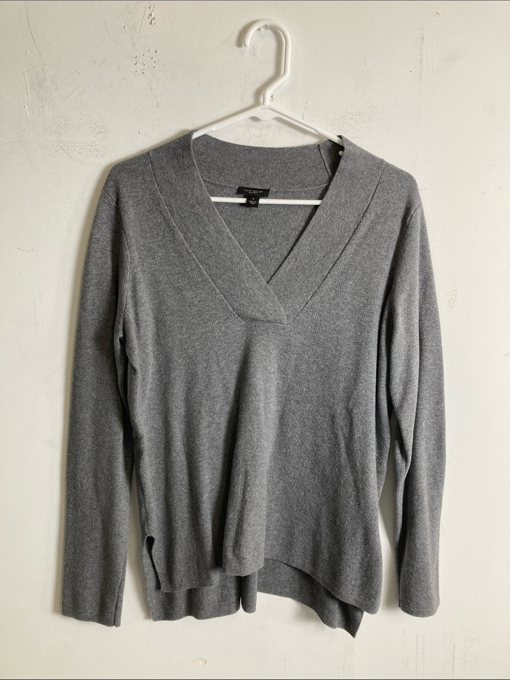 Ann Taylor Factory Gray Ribbed Knit Top